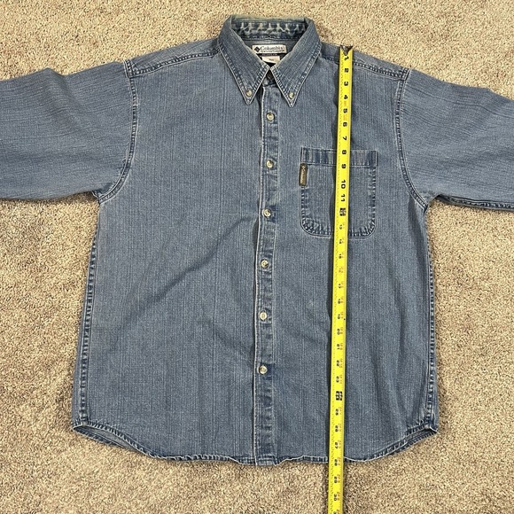 Columbia Shirt M Blue Denim Button Down Cotton Long Sleeve Casual‎ Outdoors Work - Picture 6 of 10